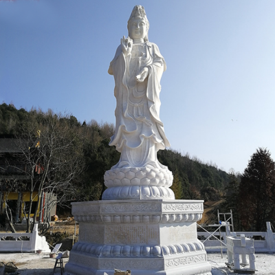 觀音佛像，漢白玉滴水觀音石雕石像