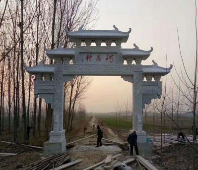 村莊大理石單門(mén)牌坊石雕