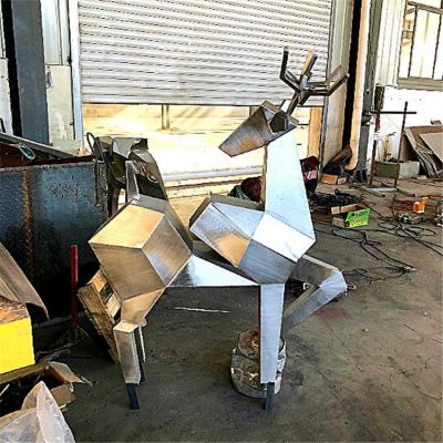 不銹鋼幾何塊面抽象梅花鹿 