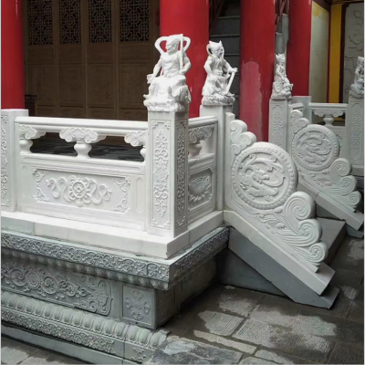 寺廟欄桿圍欄，漢白玉雕花欄板