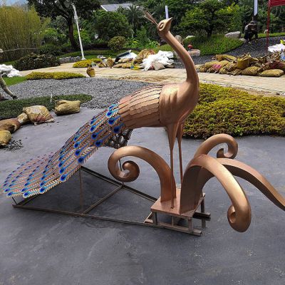 不銹鋼孔雀，烤漆藝術(shù)動(dòng)物造型雕塑