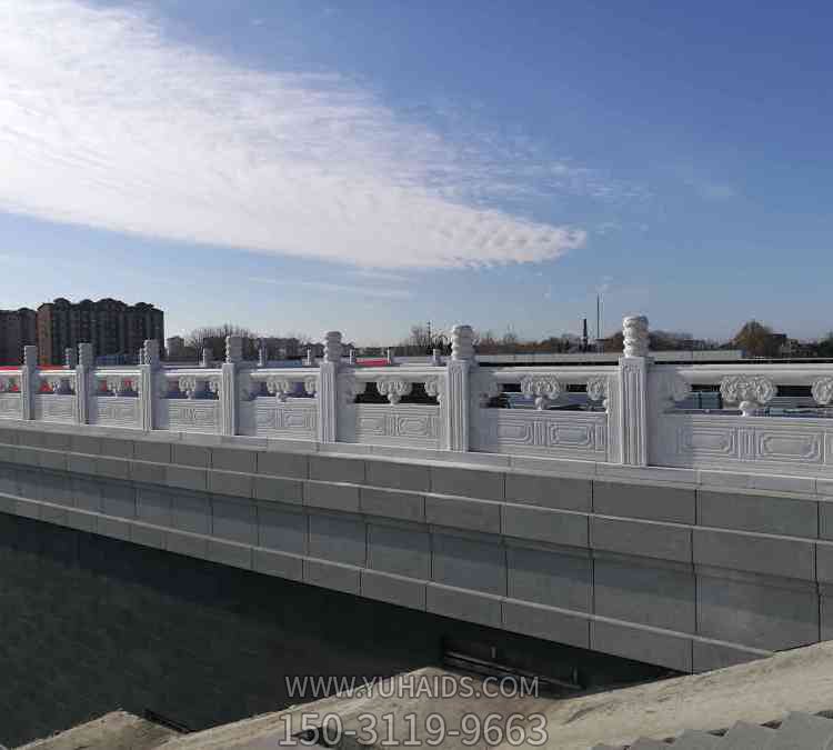 橋欄桿，漢白玉石雕欄板雕塑