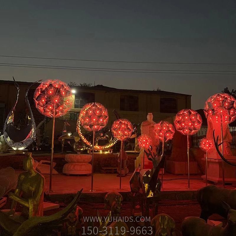 室內創(chuàng)意不行發(fā)光紅色鏤空球雕塑