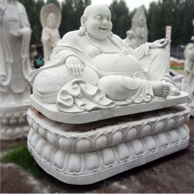 笑彌勒石雕像，漢白玉佛像石雕