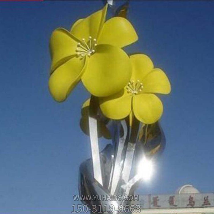 不銹鋼鏡面烤漆花朵廣場園林景觀雕塑