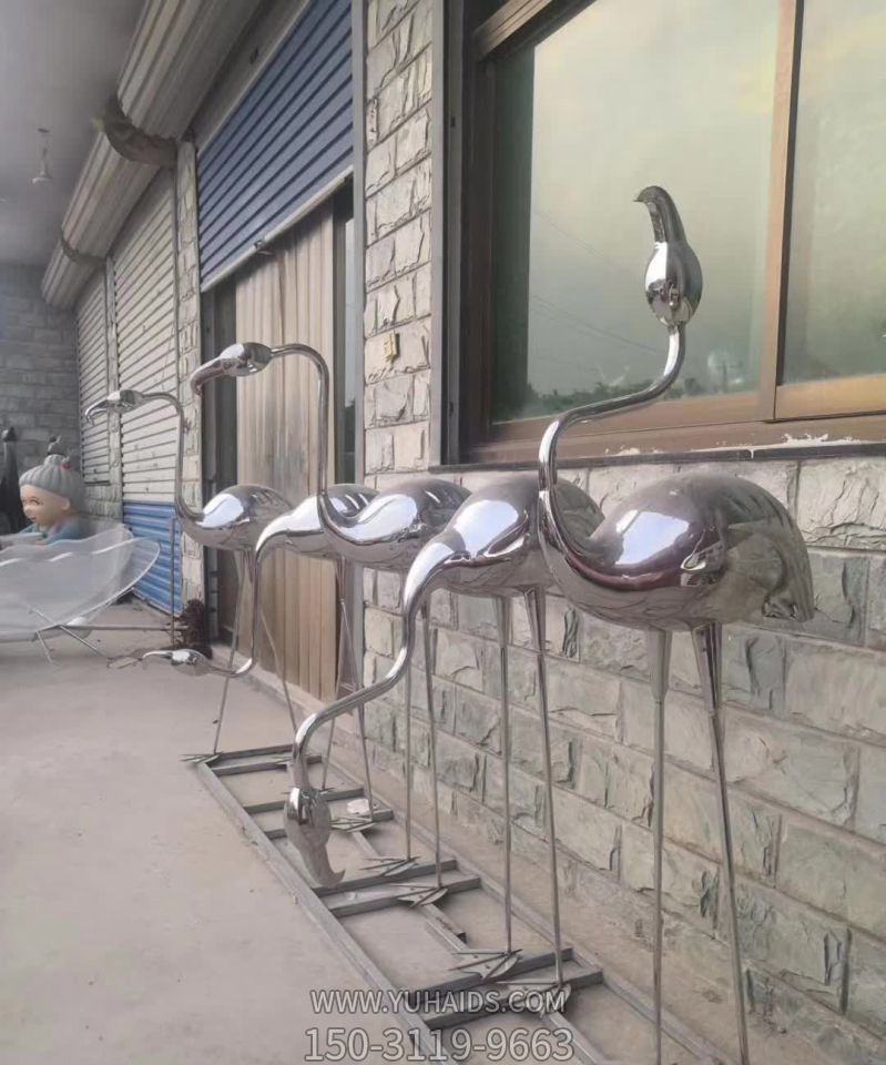 戶外廣場不銹鋼鏡面抽象火烈鳥雕塑 戶外廣場不銹鋼鏡面抽象火烈鳥雕塑