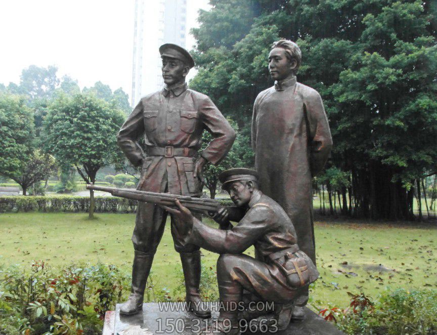 公園銅雕練槍的八路軍雕塑 公園銅雕練槍的八路軍雕塑