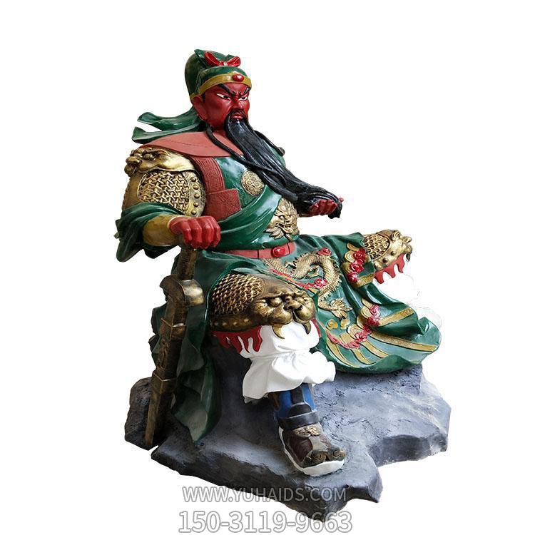 大型寺廟景區(qū)景點玻璃鋼彩繪武財神關羽擺件雕塑