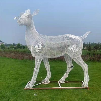 大型戶(hù)外園林金屬不銹鋼鏤空抽象鹿