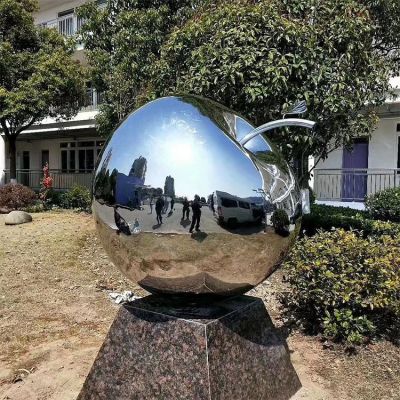 不銹鋼鏡面蘋果，高光高亮蘋果雕塑擺件