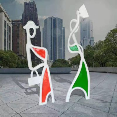 商場(chǎng)創(chuàng)意玻璃鋼抽象購物人雕塑