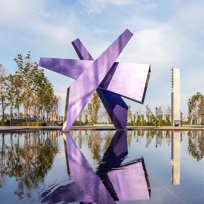 廣場(chǎng)戶(hù)外噴泉水景不銹鋼幾何彩繪景觀擺件