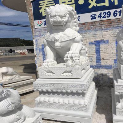 庭院門口大理石石雕戶外園林庭院一對鎮(zhèn)宅獅子雕塑