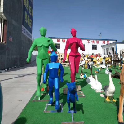 遠(yuǎn)動(dòng)景觀不銹鋼幾何彩繪園林景觀跑步的人物景擺件