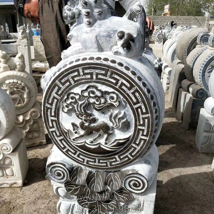 石雕天然青石仿古門(mén)抱鼓石門(mén)墩庭院景區(qū)擺件雕塑