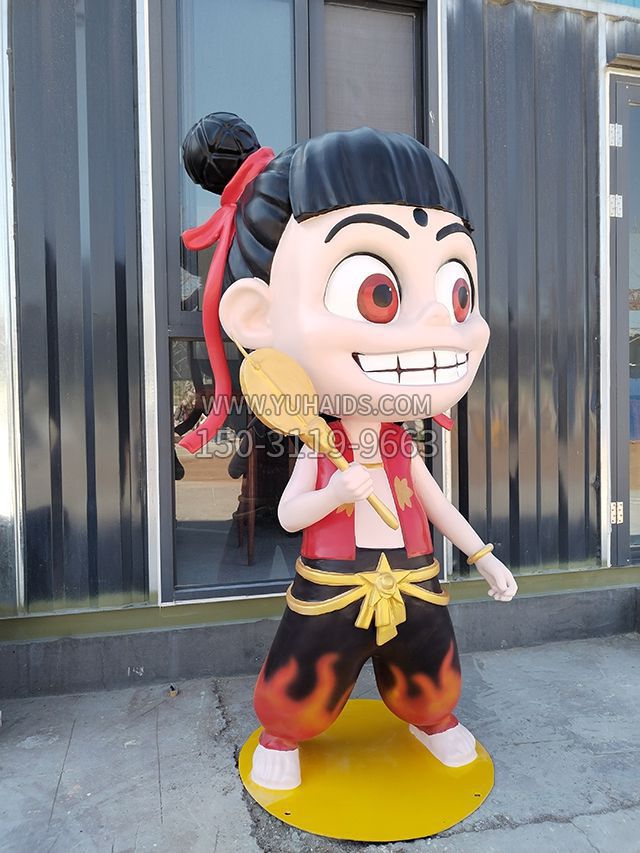 玻璃鋼大個哪吒雕塑