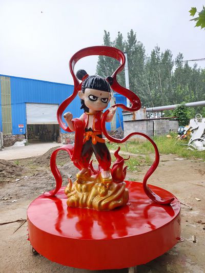 飄帶款玻璃鋼哪吒雕塑