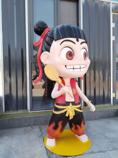 玻璃鋼大個哪吒雕塑