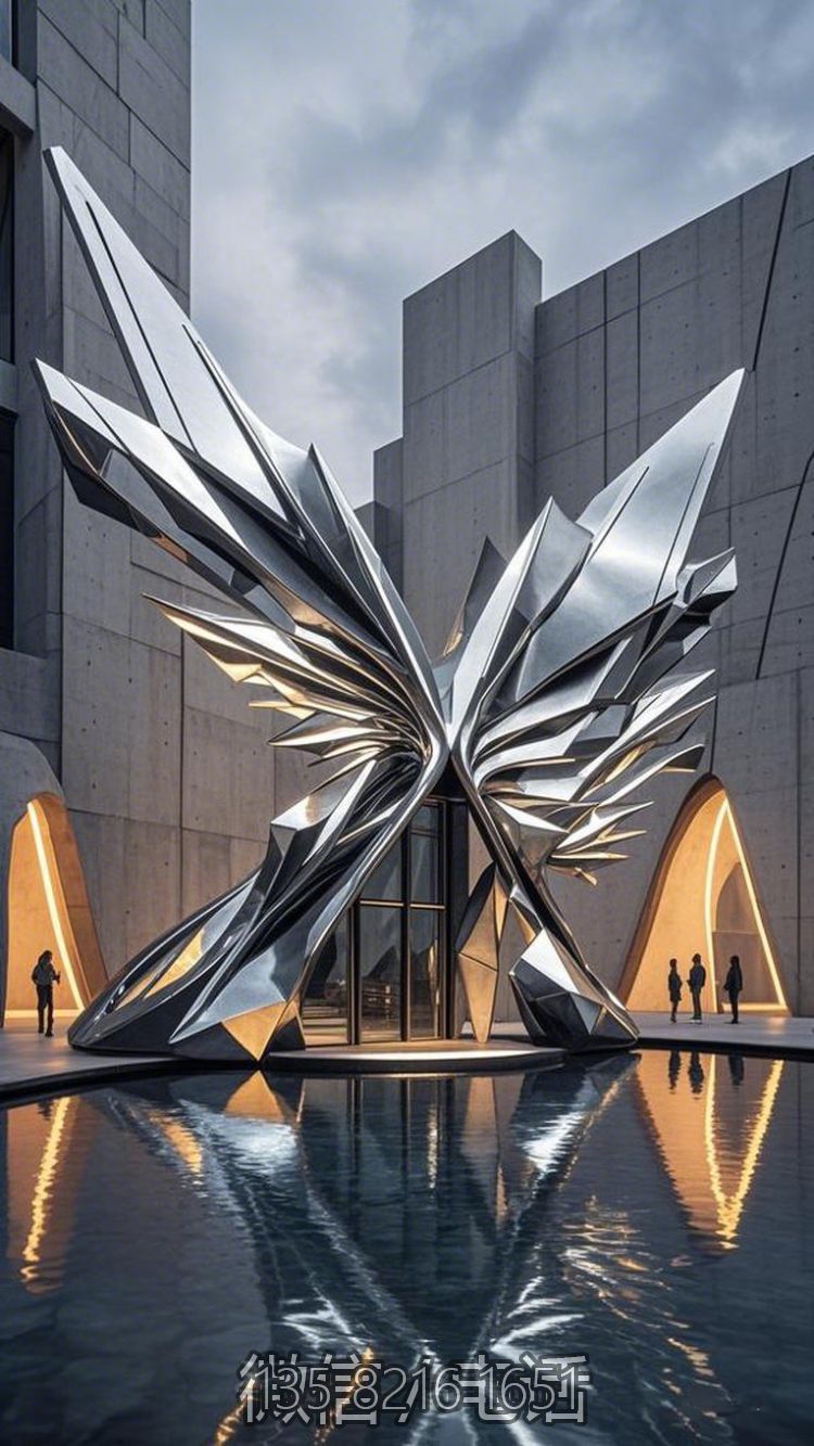 機(jī)械翅膀大型鏡面不銹鋼雕塑