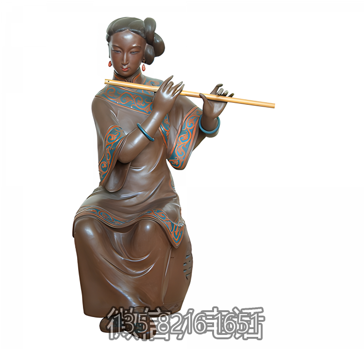 創(chuàng)意玻璃鋼吹笛子的人物雕塑