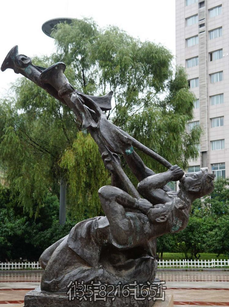 園林景觀銅雕，吹嗩吶的人物銅雕塑