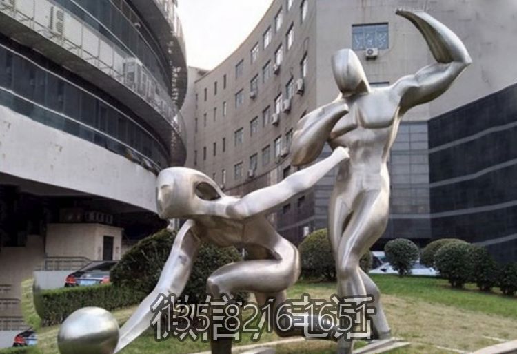 商業(yè)街裝飾擺件不銹鋼抽象打保齡球的人物雕塑