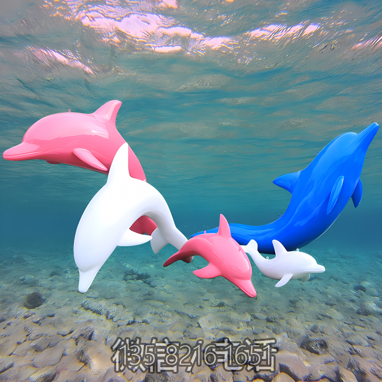 創(chuàng)意水景玻璃鋼海洋動物海豚雕塑