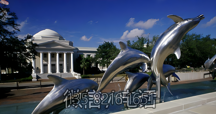 戶外廣場(chǎng)水景裝飾擺件不銹鋼鏡面海豚雕塑