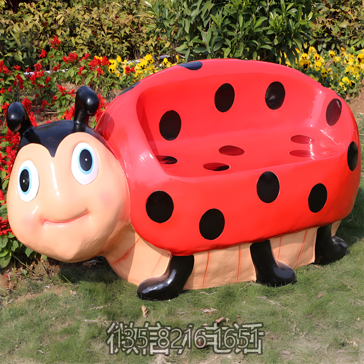花園景觀擺件玻璃鋼卡通七星瓢蟲座椅雕塑