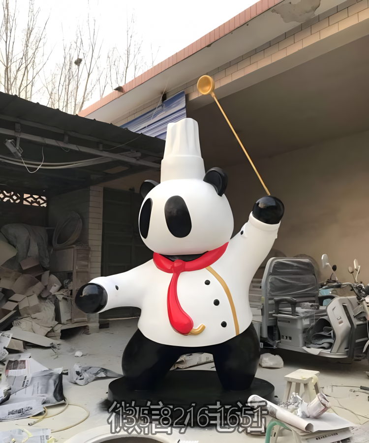 玻璃鋼卡通熊貓廚師雕塑 玻璃鋼卡通熊貓廚師雕塑