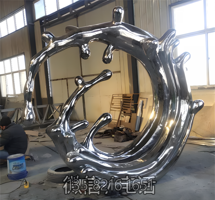 海浪浪花雕塑-公園裝飾不銹鋼鏡面海浪浪花雕塑