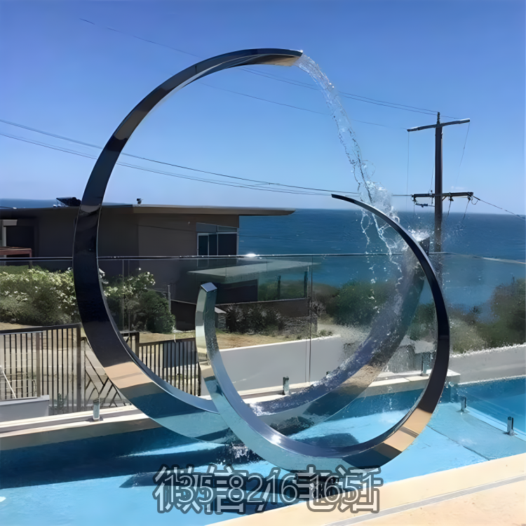 圓環(huán)雕塑-戶外景區(qū)創(chuàng)意抽象藝術(shù)不銹鋼鏡面圓環(huán)雕塑