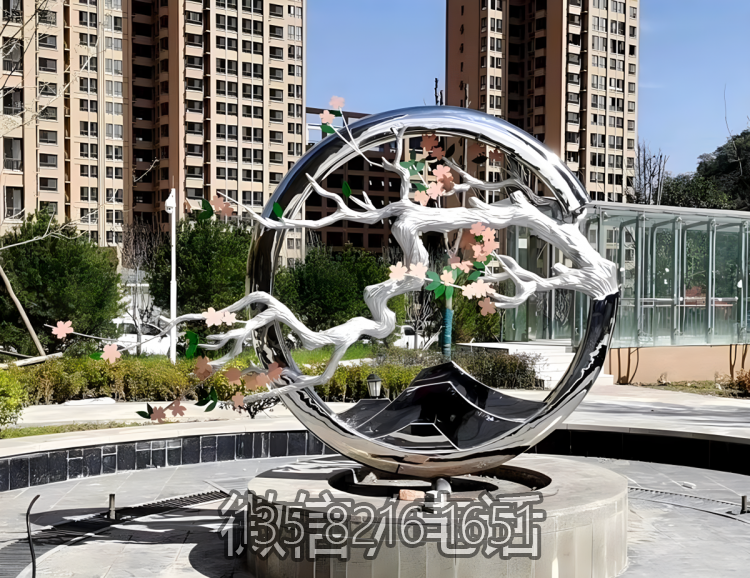 圓環(huán)雕塑-戶外廣場(chǎng)創(chuàng)意不銹鋼抽象圓環(huán)雕塑