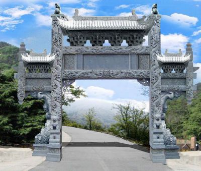 青石仿古大門石牌坊