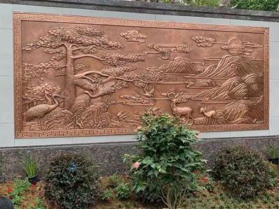 迎客松浮雕壁畫