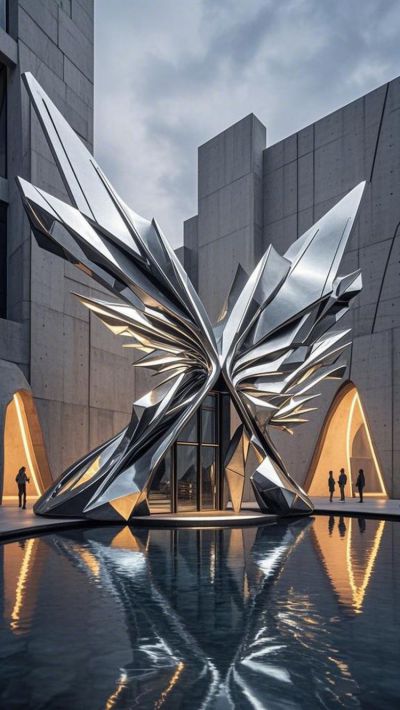 機(jī)械翅膀大型鏡面不銹鋼雕塑