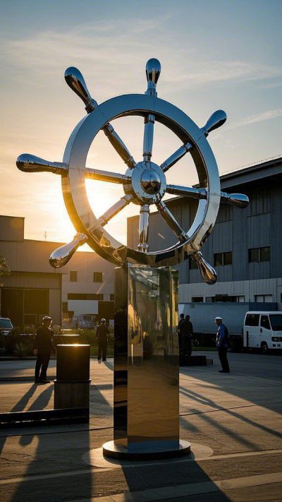 鏡面不銹鋼船舵雕塑