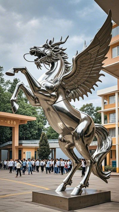 學校校園不銹鋼龍馬雕塑
