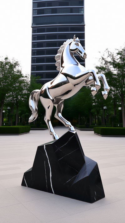 不銹鋼鏡面馬雕塑