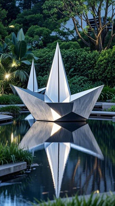折紙不銹鋼小船雕塑