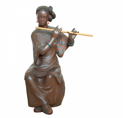 創(chuàng)意玻璃鋼吹笛子的人物雕塑