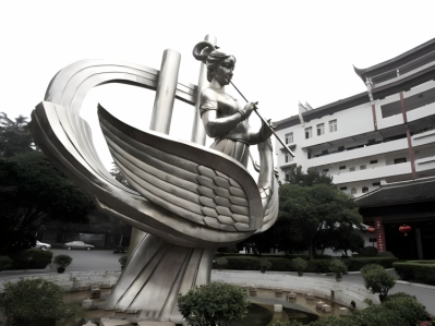 廣場(chǎng)景觀不銹鋼景觀裝飾擺件吹簫的仙女雕塑