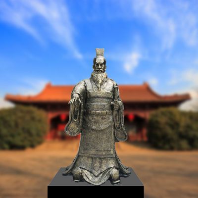 景區(qū)園林景觀歷史名人擺件玻璃鋼仿銅秦始皇嬴政雕塑