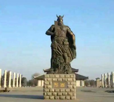 廣場(chǎng)景觀大型神話人物景觀玻璃鋼仿銅蚩尤雕塑