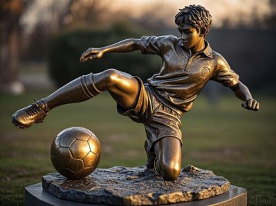 黃銅鑄造踢球男孩雕塑