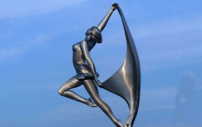城市景觀擺件地標(biāo)創(chuàng)意不銹鋼抽象跳舞人物雕塑