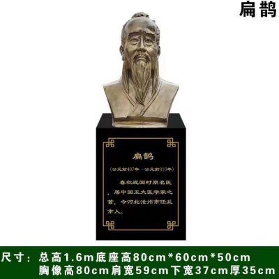 玻璃鋼仿銅名醫(yī)扁鵲半身像胸像雕塑