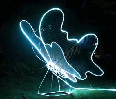 景觀戶外不銹鋼鐵藝?yán)ハx景觀抽象亮化蝴蝶雕塑