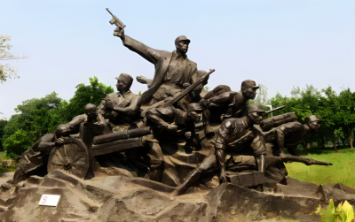 紅色文化英雄人物八路軍戰(zhàn)士銅雕群雕