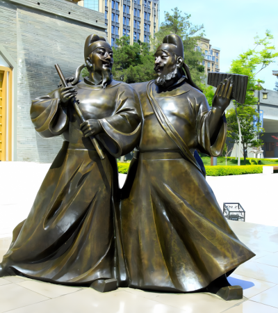 銅雕景觀古代人物演奏樂(lè)器的人物雕塑